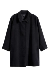 Eileen Fisher Herringbone Wool Coat In Black