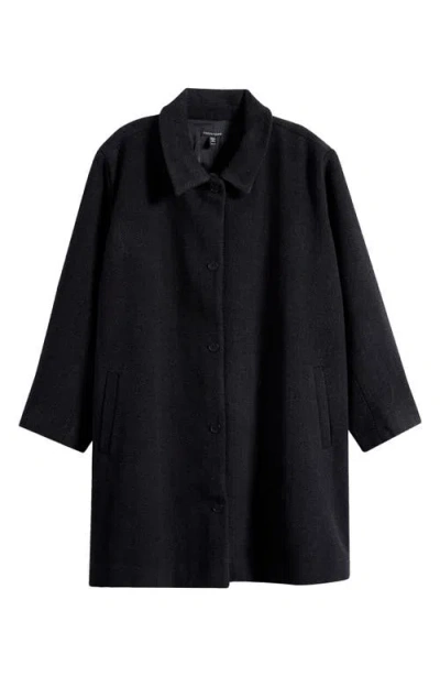 Eileen Fisher Herringbone Wool Coat In Black