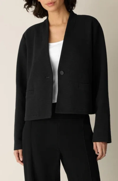 Eileen Fisher High Collar Cropped Jacket In Black