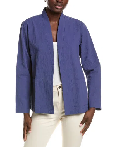 Eileen Fisher High Collar Jacket In Blue