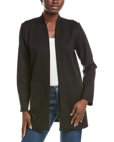 Eileen Fisher High Collar Long Jacket In Black