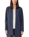 Eileen Fisher High Collar Long Jacket In Ocean