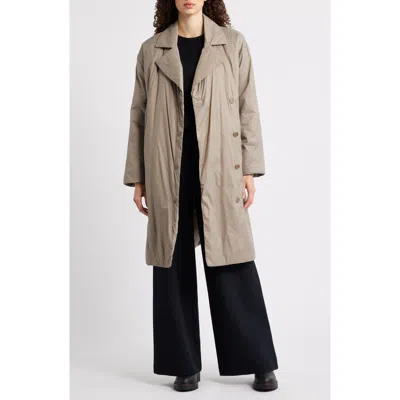 Eileen Fisher High Collar Padded Longline Coat In Red