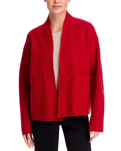 Eileen Fisher High Collar Pockets Jacket In Scarlet