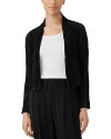 Eileen Fisher Open-front Crinkled Silk Jacket In Black