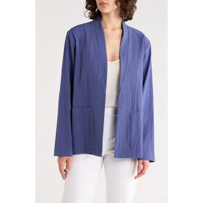 Eileen Fisher High Collar Stretch Organic Cotton Jacket In Purple
