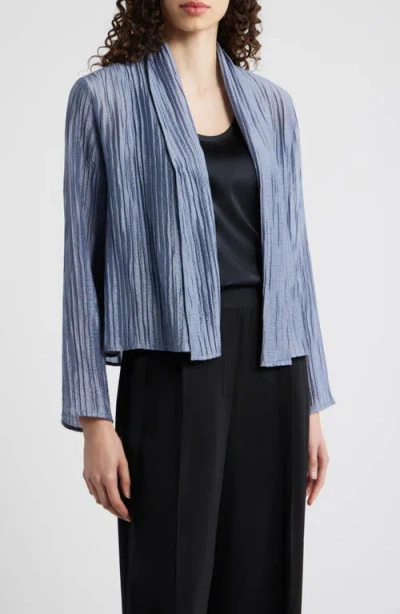 Eileen Fisher High Collar Tie Waist Jacket In Gray