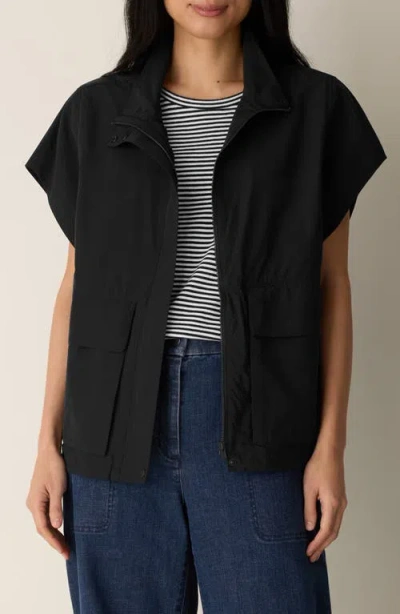 Eileen Fisher High Collar Vest In Black