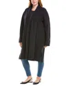 Eileen Fisher High Collar Wool Coat In Black