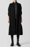 Eileen Fisher High Collar Wool Felted Coat In Black
