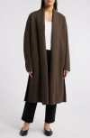 Eileen Fisher High Collar Wool Felted Coat In Brown