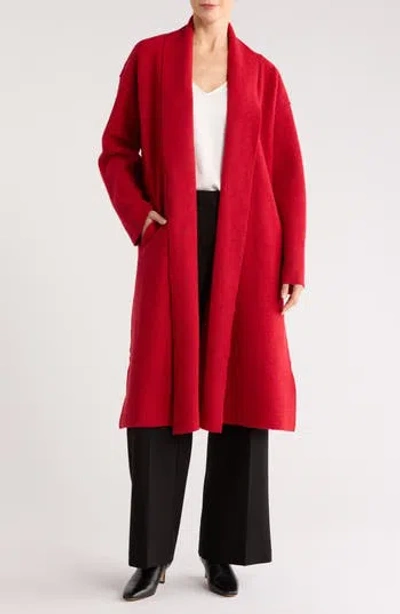 Eileen Fisher High Collar Wool Felted Coat In Red