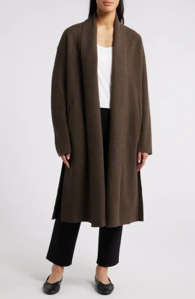 Eileen Fisher High Collar Wool Felted Coat In Wren
