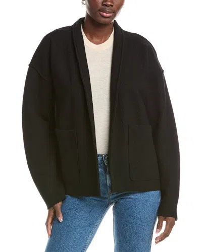 Eileen Fisher High Collar Wool Jacket In Black