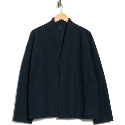 Eileen Fisher High Collar Wool Jacket In Blue