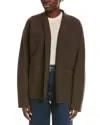 Eileen Fisher High Collar Wool Jacket In Brown