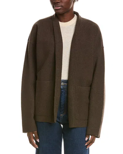 Eileen Fisher High Collar Wool Jacket In Brown