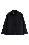 Eileen Fisher High Collar Wool Jacket In Gray