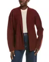 Eileen Fisher High Collar Wool Jacket In Burgundy