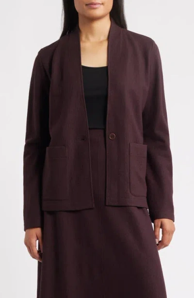 EILEEN FISHER EILEEN FISHER HIGH COLLAR WOOL JERSEY JACKET