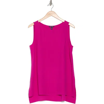Eileen Fisher High-low Silk Shell In Cerise