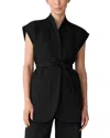 Eileen Fisher Washable Flex Ponte High Collar Vest In Black