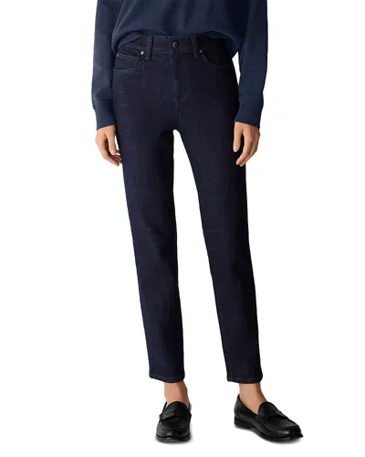 Eileen Fisher High Rise Slim Ankle Jeans In Deep Indigo In Blue
