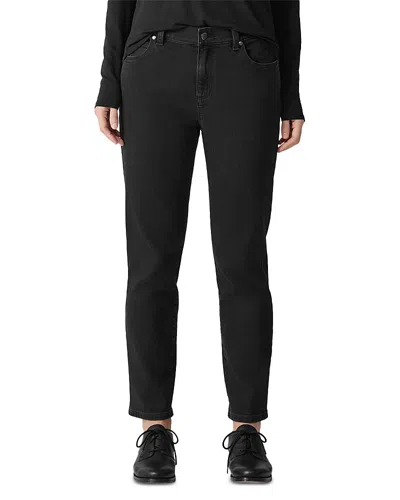 Eileen Fisher High Rise Slim Fit Ankle Jeans In Black