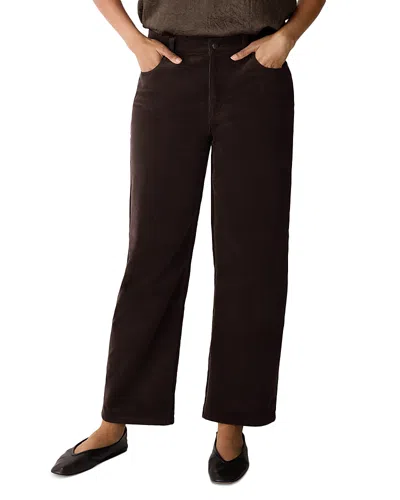 Eileen Fisher High Rise Straight Corduroy Ankle Jeans In Coffee In Brown