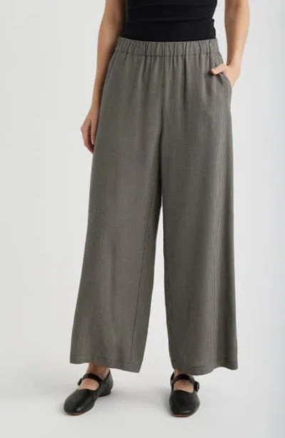 Eileen Fisher High Rise Wide Leg Ankle Pants In Gray