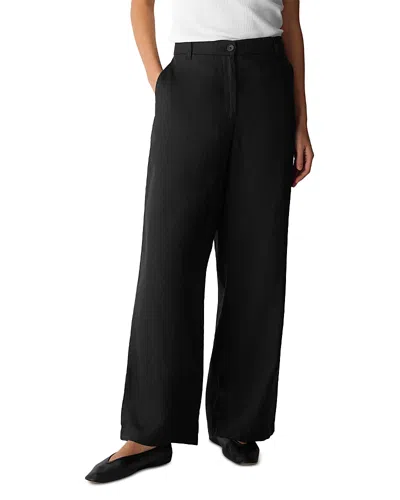 Eileen Fisher High Rise Wide Leg Linen Pants In Black