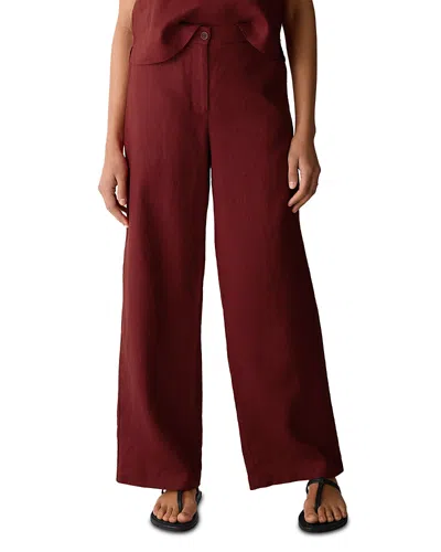 Eileen Fisher High Rise Wide Leg Linen Pants In Purple