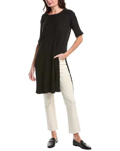 Eileen Fisher High Slit Long Top In Black