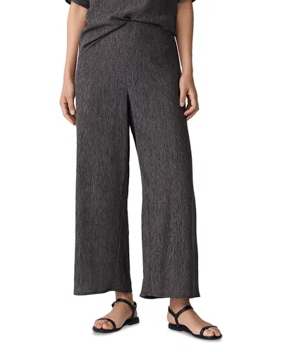 Eileen Fisher Wide Leg Organic Linen Ankle Pants In Graphite