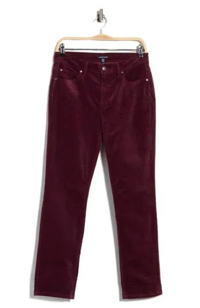 Eileen Fisher High Waist Ankle Slim Corduroy Pants In Burgundy