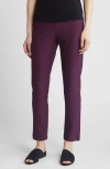 Eileen Fisher High Waist Ankle Slim Pants In Blackberry
