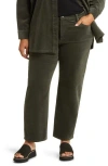 Eileen Fisher High Waist Ankle Straight Leg Corduroy Pants In Green