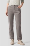 Eileen Fisher High Waist Ankle Straight Leg Corduroy Pants In Taupe