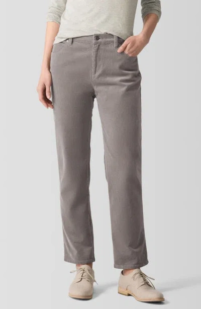 Eileen Fisher High Waist Ankle Straight Leg Corduroy Pants In Taupe