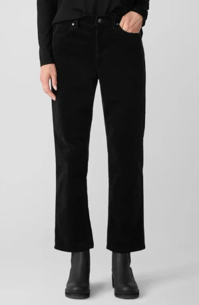 Eileen Fisher High Waist Ankle Straight Leg Jeans In Black