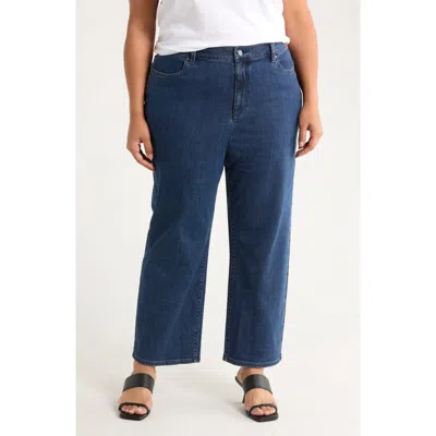 Eileen Fisher High Waist Ankle Straight Leg Jeans In Blue