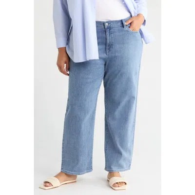 Eileen Fisher High Waist Ankle Straight Leg Jeans In Blue