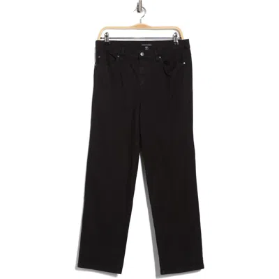 Eileen Fisher High Waist Ankle Straight Leg Organic Cotton Jeans In Black