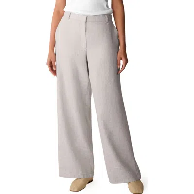 Eileen Fisher Womens High Waisted Wide Leg Trousers Beige In Gray