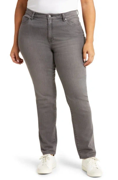Eileen Fisher High Waist Organic Cotton Denim Jeans In Carbon
