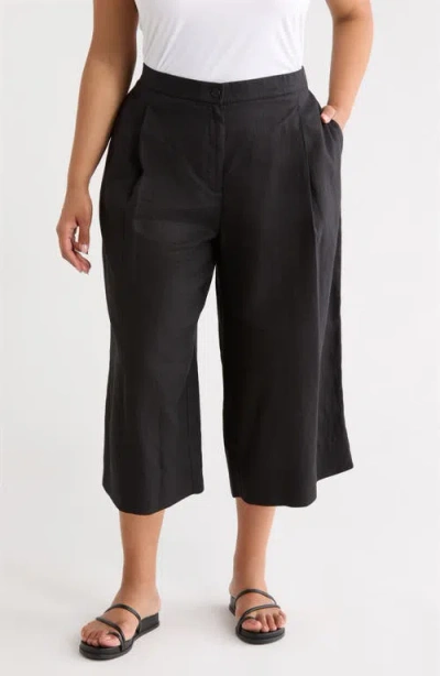Eileen Fisher High Waist Organic Linen Crop Wide Leg Pants In Animal Print