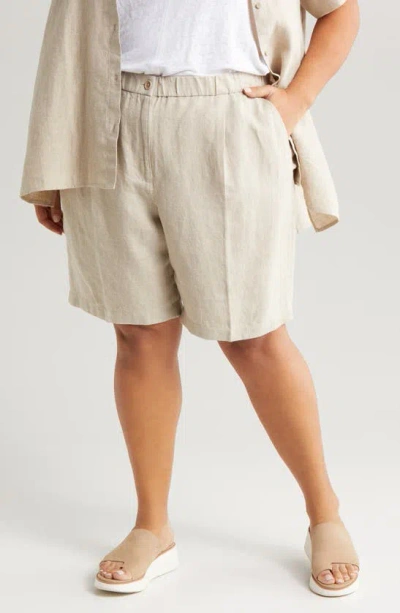 Eileen Fisher High Waist Organic Linen Shorts In Undyed Natural