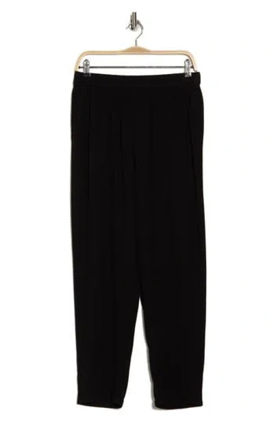 Eileen Fisher High Waist Silk Ankle Pants In Black