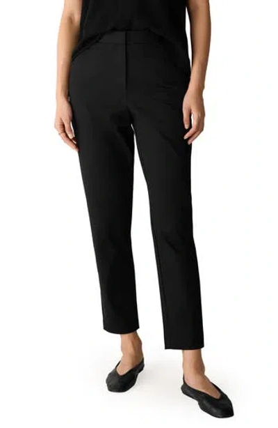 Eileen Fisher High Waist Slim Fit Ankle Pants In Black