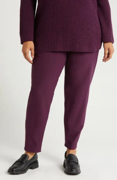 Eileen Fisher High Waist Slim Stretch Ankle Pants In Blackberry